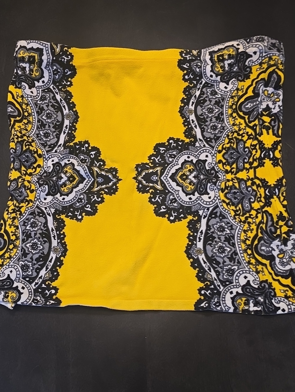 Cache Yellow Black White Paisley Tube Top
